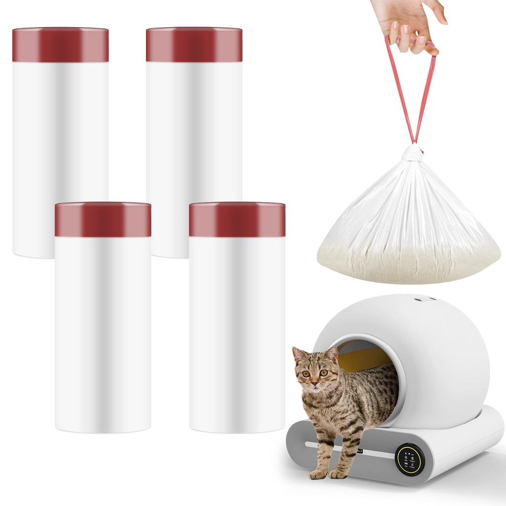 80 Count Self-Cleaning Litter Box Liners for MeoWant MW-SC01/MW-SC02, Extra-Thick Drawstring Trash Bags 17.7x19.68 in, Odor-Proof Cat Waste Disposal