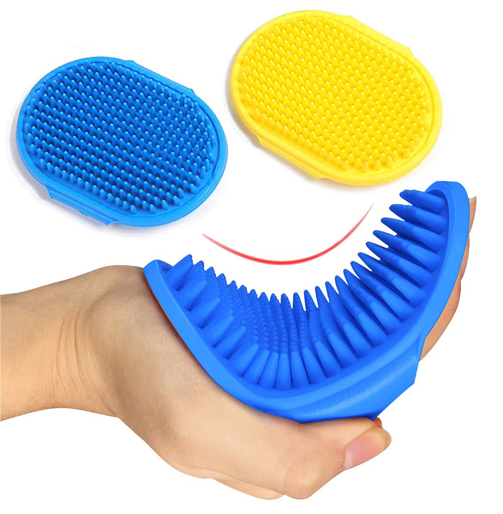 Kwispel Dog Grooming Brush - 2 Pcs, Soothing Massage Rubber Comb with Adjustable Strap for Short & Long Haired Dogs & Cats