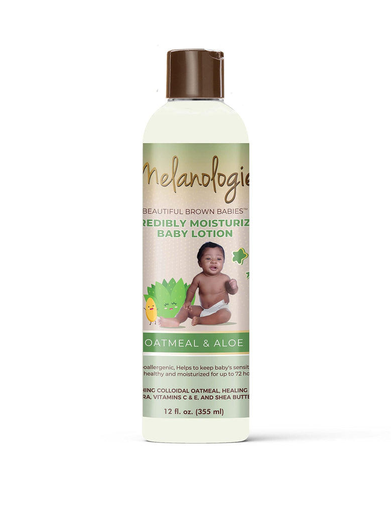 Melanologie Beautiful Brown Babies Incredibly Moisturizing Baby Lotion with 1% Colloidal Oatmeal, Fragrance-, Alcohol-, Paraben- Phthalate-, Peservative, & Dye-Free, 12 fl. Oz
