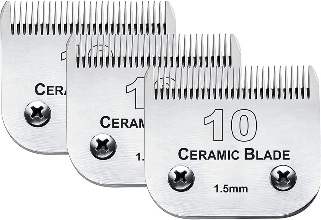3 Pack 10 Blade Dog Grooming Blades Compatible with Andis Clippers/Oster A5/Wahl KM,Detachable Stainless Steel Blade,Size-10, 1/16-Inch Cut Length