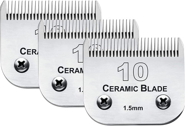 3 Pack 10 Blade Dog Grooming Blades Compatible with Andis Clippers/Oster A5/Wahl KM,Detachable Stainless Steel Blade,Size-10, 1/16-Inch Cut Length