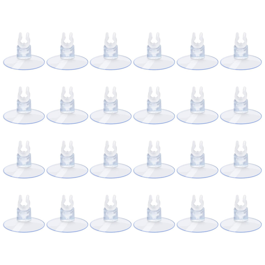 AQUANEAT Aquarium Suction Cups, for Fish Tank Airline Tubing, with Clips 3/16" air Hose Holder, 24pcs (Clear)