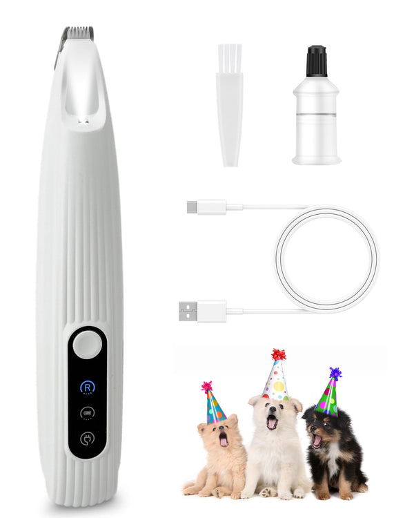 FURBONA Upgraded Dog Paw Trimmer with LED Light, 9 mm Mini Blade (0.35 inches), Smart Display, Type-C Rechargeable Pet Clippers for Small Dogs Cats Trimming Paws, Eyes, Ears, Face, and Rump