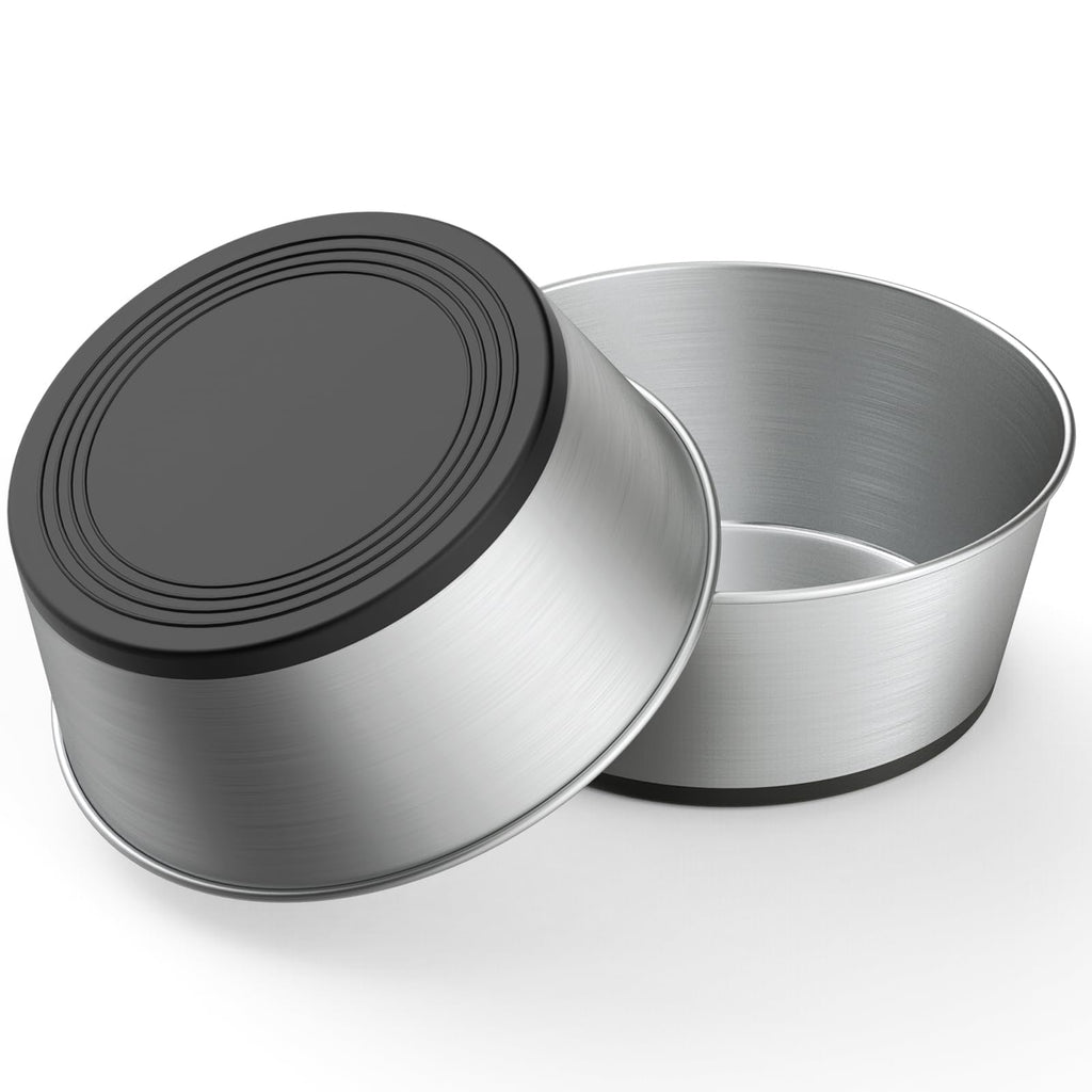 WROSWT 304 Stainless Steel Dog Bowls Set of 2, Anti Rust Metal & Non Slip Rubber Base, Heavy Duty Large Feeding Dishes, Food Grade BPA Free, Food and Water Bowl for Large Dogs (64oz, 8cup)