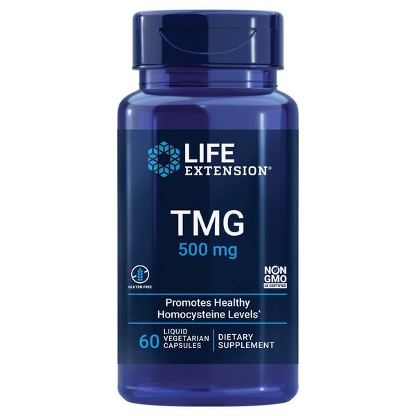 Life Extension TMG 500 mg – Trimethylglycine Supplement – Encourages Healthy Homocysteine Levels – Gluten-free – Non-gmo – Vegetarian – 60 Liquid Vegetarian Capsules