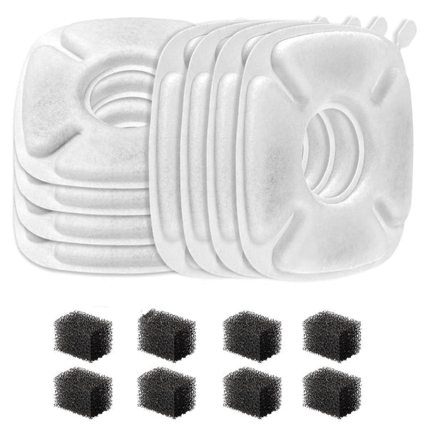 Allxin 4inch Cats Fountain Replacement Filters with Pre-Filter Sponges for 67oz, 95oz and 135oz Pet/Cat Automatic Water Fountain Dog Water Dispenser (8 Pack)
