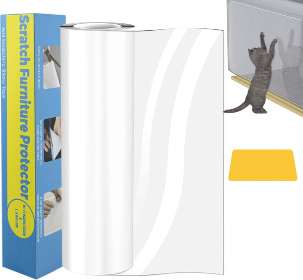 Cat Scratch Furniture Protector, 15.7"x118" Single-Sided Sticky Couch Protector from Cat Claws, Flexible Furniture Protectors from Cats Scratching