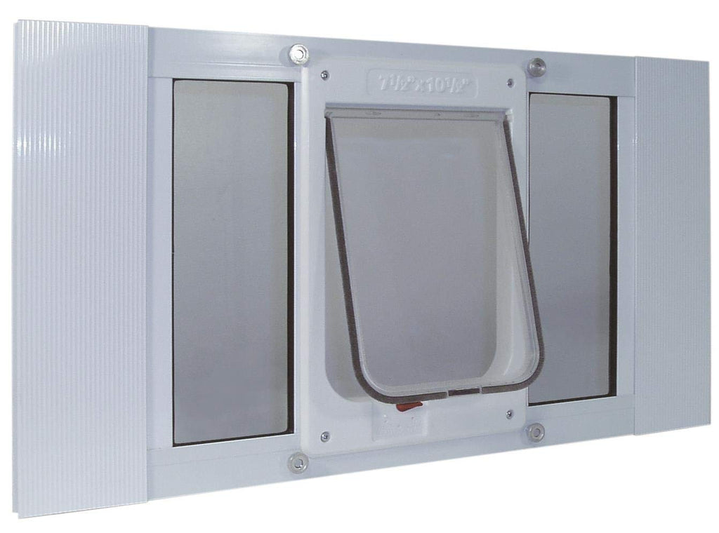 Ideal Pet Products Aluminum Sash Window Pet Door, Adjustable to Fit Window Widths from 33" to 38", Chubby Kat 7-1/2” x 10-1/2” Flap Size