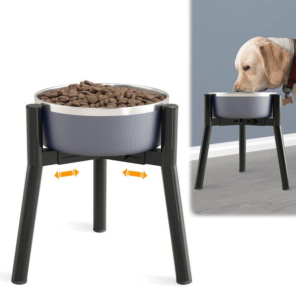 SHAINFUN Adjustable Dog Bowl Stand, Tall Elevated Feeder for 7-10.6" Bowls, Metal Single Raised Holder, 11" Tall