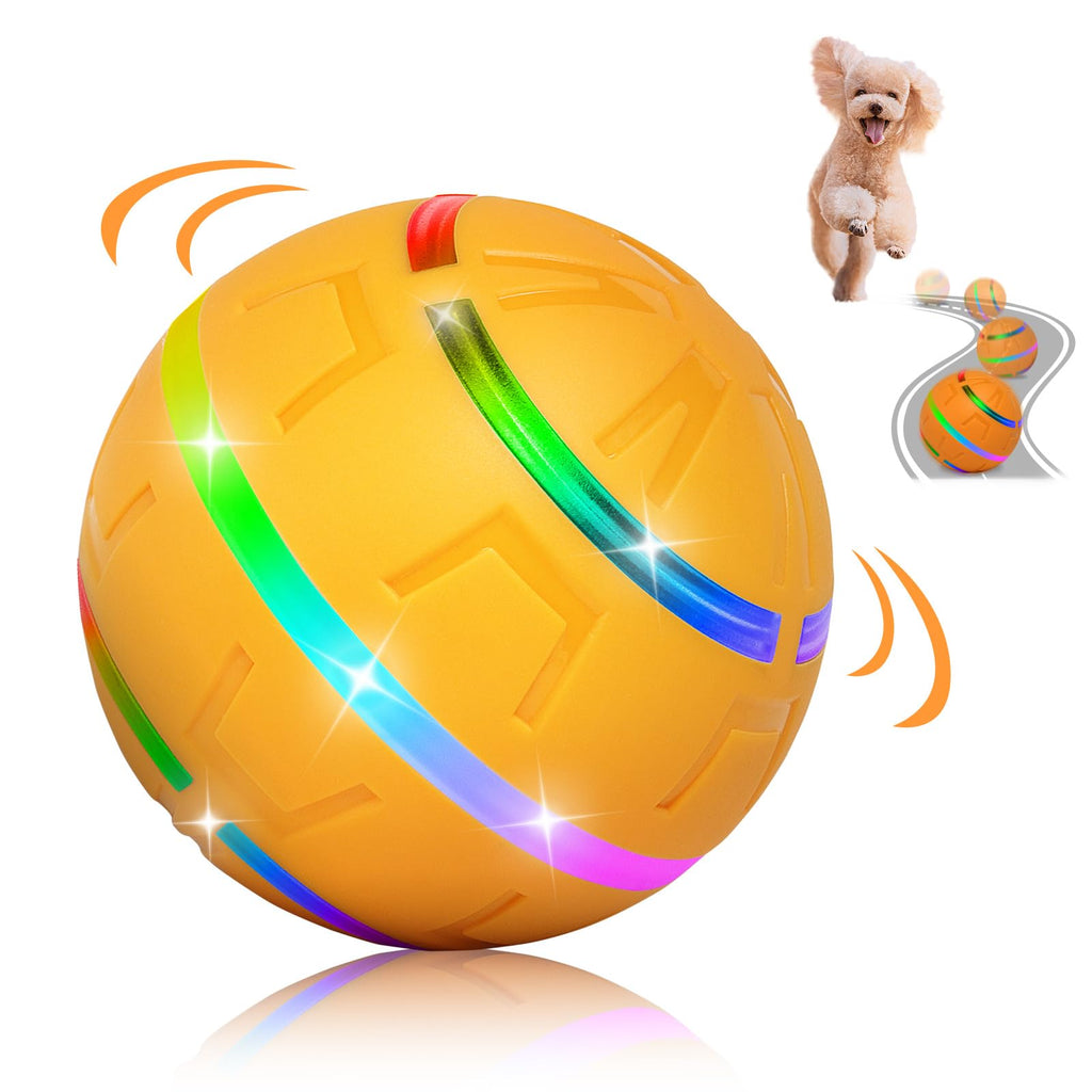 IKEPET Interactive Pet Ball Toy, Motion Activated Automatic Moving Ball, Suitable for Small, Medium, Large Dogs (Orange)