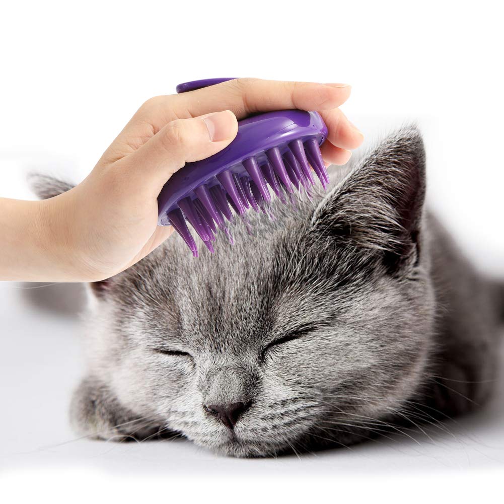 Cat Brush with Soft Rubber Pins, Washable Silicone Pet Brushes for Indoor Cats - Grooming Shedding Massage & Bath, Scratch-Free Removes Hair Mats, Tangles, and Loose Fur for Short to Long Haired