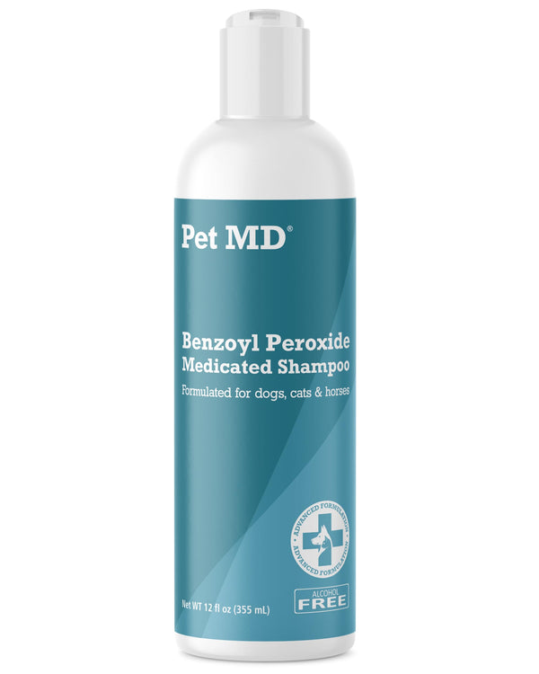 Pet MD - Benzoyl Peroxide Medicated Shampoo for Dogs and Cats - Effective for Skin Conditions, Dandruff, Itch Relief, Acne and Folliculitis - Citrus Scent - 12 oz