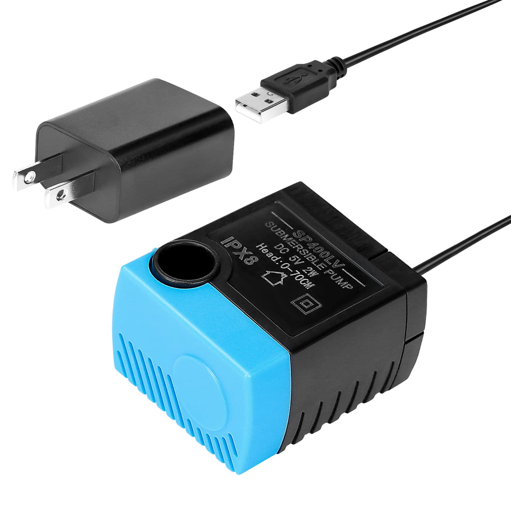 VinDox Replacement Pump for Pet Drinking Fountains - SP-400LV USB Replacement Pump with Adaptor-Compatible with Butterfly, Ceramic, Stainless Steel and 360 Dog & Cat Water Dispensers