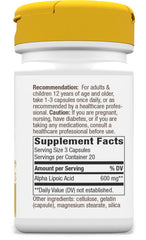 Nature's Way Alpha Lipoic Acid, Supports Healthy Nerve Function*, 600 mg per serving, 60 Capsules