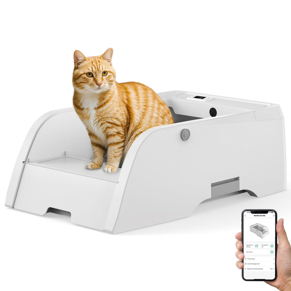 3.0 Automatic Cat Litter Box Self Cleaning, Smart Cat Litter Box, Upgraded Automatic Cat Litter Box Self Cleaning That Can Use Clumping Cat Litter (A)