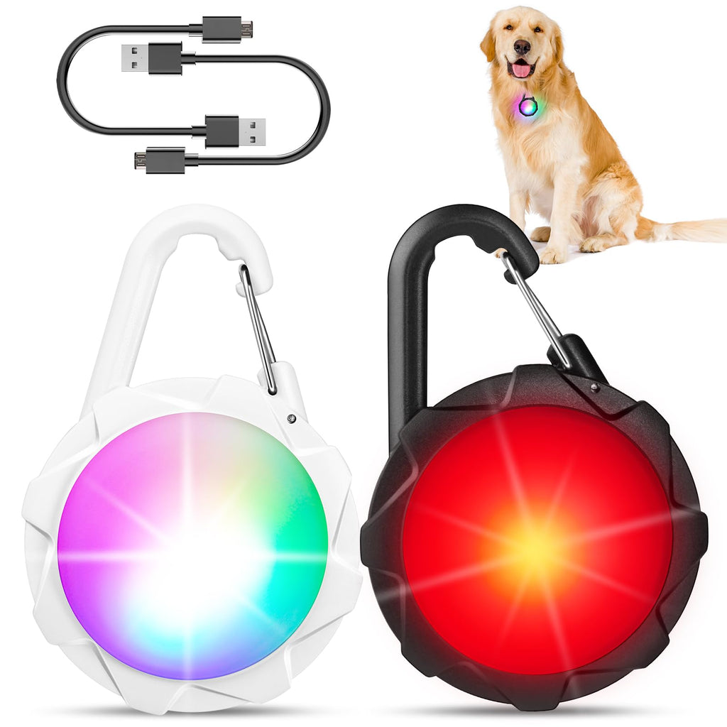 Dog Lights for Night Walking, 2 Pack 4 Modes Dog Collar Light, IP68 Waterproof Pet LED, 700 mAh High Capacity USB Rechargeable Pet Safety Accessories for Night Cycling, Climbing, Camping