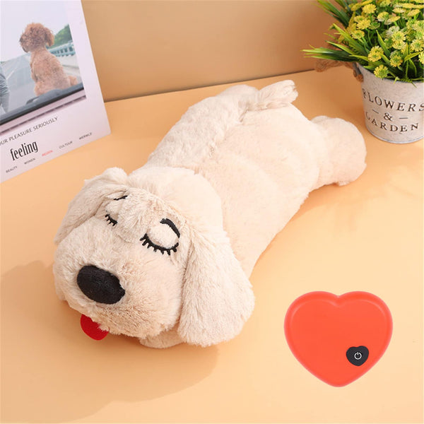 3T group Heartbeat Puppy for Dogs,Puppy Heartbeat Toy Sleep Aid,Heartbeat Stuffed Animal Toy for Dog Anxiety Relief Pillow Plush Calming Dog Toys Puppy Essentials(Beige)