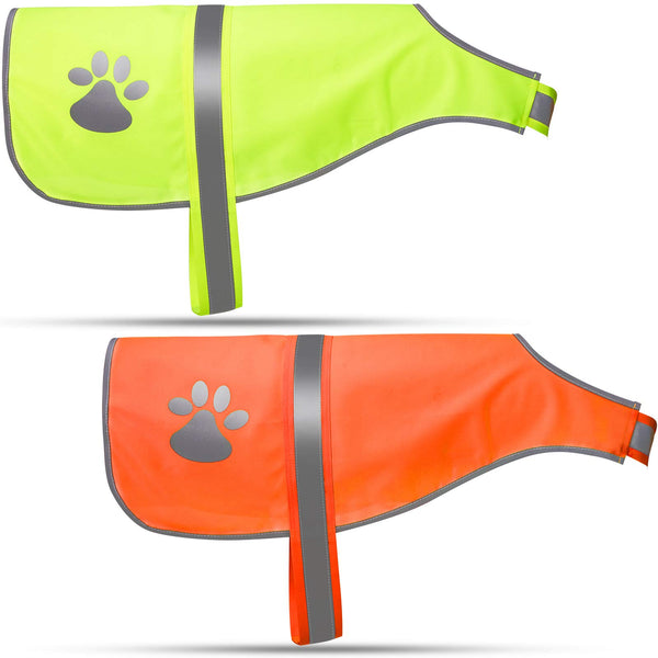 2 Pieces Dog Reflective Vest Adjustable Dog Safety Service Vest Pet High Visibility Apparel for Hunting Outdoor Activities Walking at Night(L,Orange, Fluorescent Yellow)