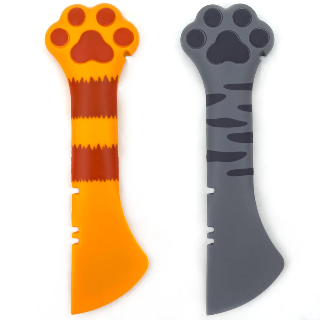 Joyinjojo 2 Pack Dog Cat Food Spoon, Cute Paw Silicone Pet Can Opener Spatula Scoop Mixing Spoons for Wet Canned Food