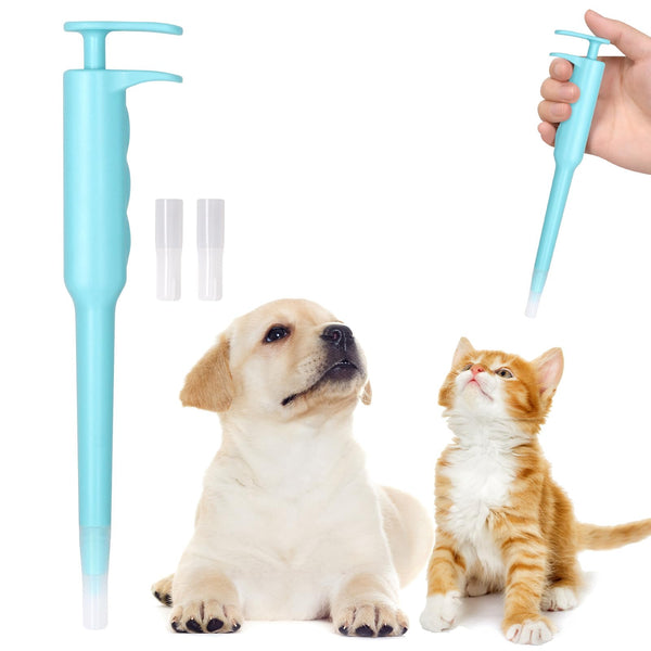 Pet Pill Dispenser, Pet Piller Gun Oral Tablet Capsule, Pet Piller Soft Tip Tablet Silicone Pusher Pill Feeder for Cats, Dogs, and Small Animals (Blue)