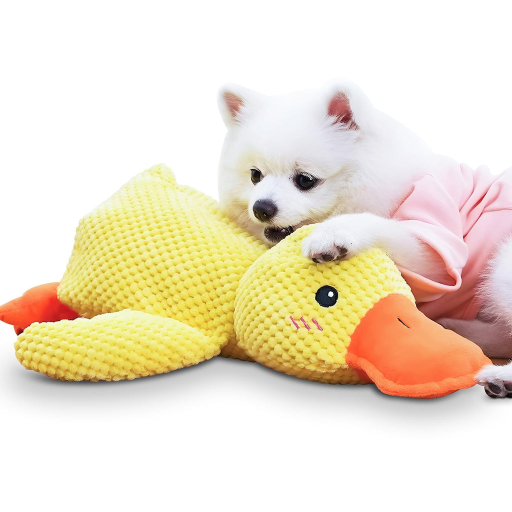 The Mellow Dog Calming Duck Toy With Quack-Quack Sound - Emotional Support for Dogs Indoor - Yellow