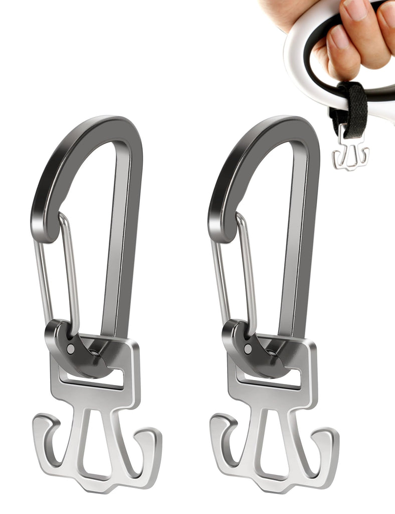 Gobeigo 2 Pack Used Dog Poop Bag Holder for Leash, Metal Waste Bag Carrier with Carabiner Clip and Hook-and-Loop Fastener Suitable for Any Leash (Conventional & Retractable)