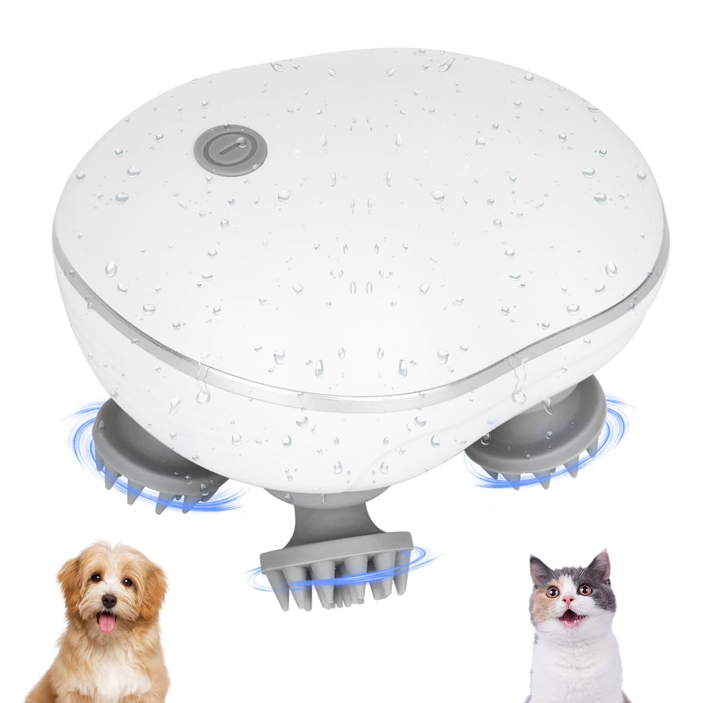 Cat Massager, Electric Pet Massager for Indoor Cats and Dogs with 4 Rotatable Massage Heads, Three Modes Cordless Head Massager with Red Light for Relieving Tight Muscles, Stress and Stiffness