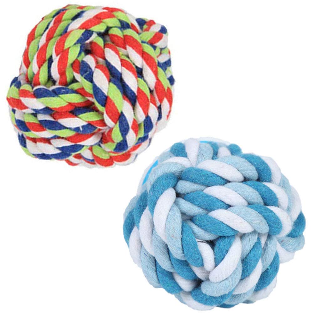 Awgusu Dog Rope Ball 2Pack - Medium Breeds Knot Ball Rope Toys for Puppies to Medium Dogs, Teething Chewing, Tug and Boredom Relief