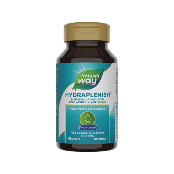 Nature’s Way Hydraplenish, with Unique BioCell Collagen, Hyaluronic Acid, Supports Healthy Skin*, Promotes Skin Collagen Production*, Promotes Skin Elasticity,* 60 Capsules (Packaging May Vary)