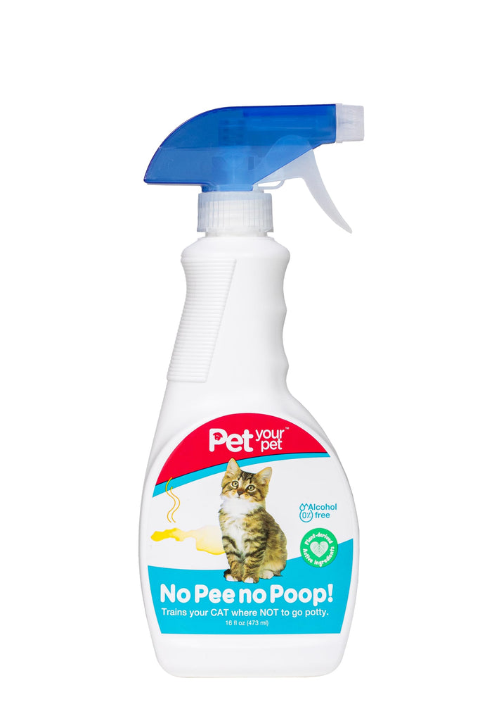 PET YOUR PET No Pee No Poop Cat Potty Training Spray, 16 Fl Oz – Non-Toxic Cat Spray No Mark for Urine/Marking/Pooping – Natural Pee Deterrent Spray – Indoor/Outdoor Keep Off