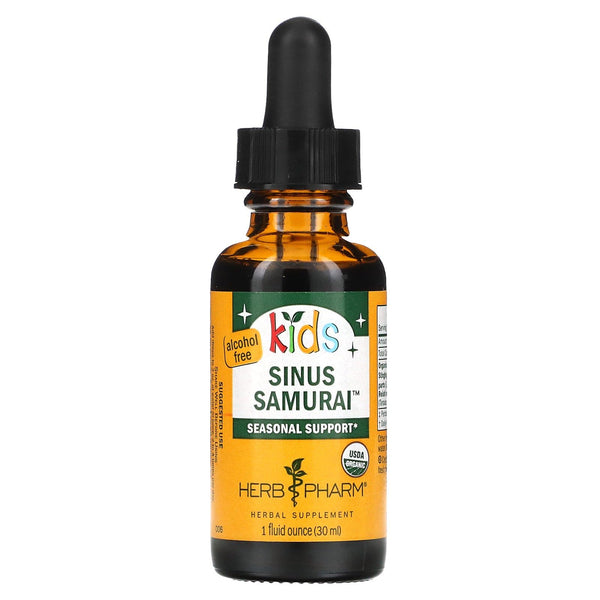 Herb Pharm Kids Certified- Alcohol-Free Sinus Samurai Liquid Herbal Formula, Organic, 1 Fl Oz