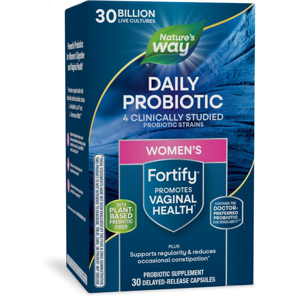 Nature's Way Fortify Daily Probiotic for Women, 30 Billion Live Cultures, 10 Strains, Prebiotics, Supports Digestive & Immune Health*, No Refrigeration Required, 30 Capsules (Packaging May Vary)