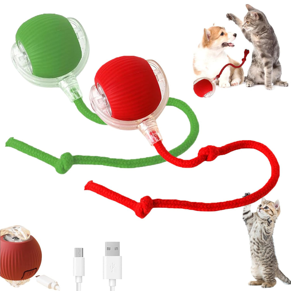 gonwain 2PCS Interactive Rolling Dog Ball（Red/Green）