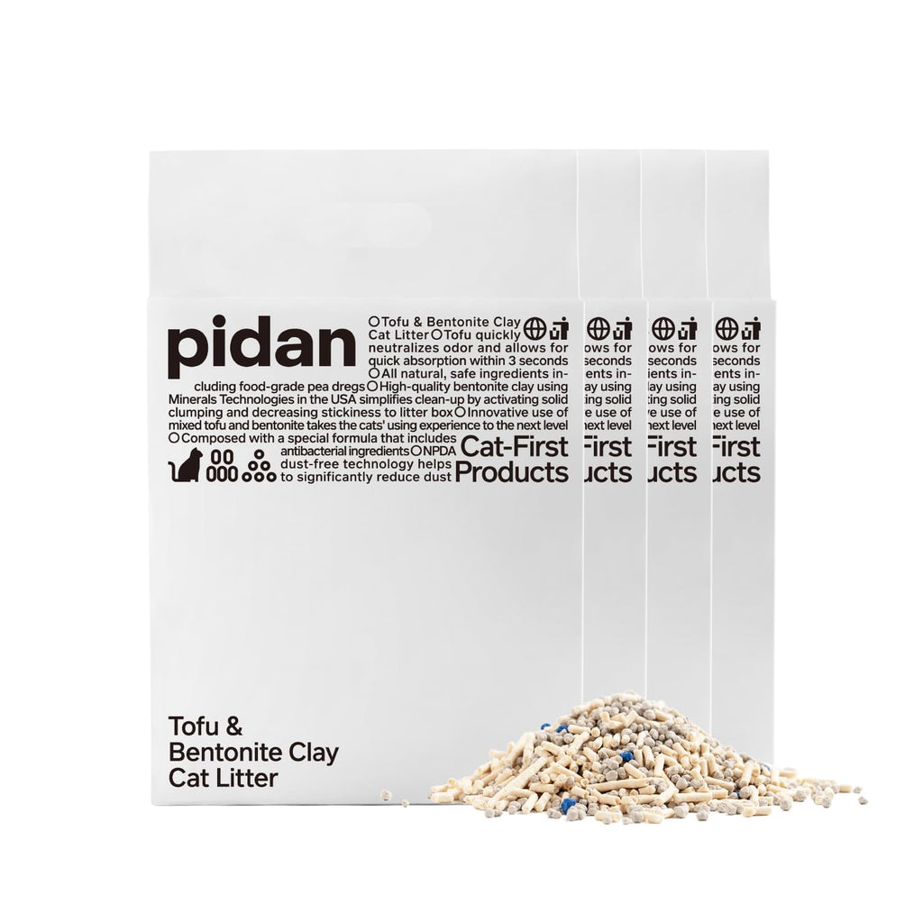 pidan Mixed Tofu Cat Litter - Dust-Free, Fast Drying, and Flushable Clumping Cat Litter - Unscented Kitty Litter for Odor Control(5.3lb×4bags)