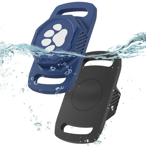 Ztobny Waterproof Airtag Dog Collar Holder, 2 Pack Ultra-Enduring Silicone Pet Collar Case for Apple Airtags, Anti-Lost & Lightweight Air Tag Holder Compatible with Cat Dog Collars Charms Harness