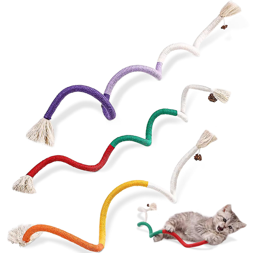 Letalong 3 PCS Cotton Rope Cat Toys for Indoor Cats, Interactive Cat Rope Toys with Silvervine Fruit for Cats and Kittens, Handmade Pet Chew Toys for Teeth Cleaning