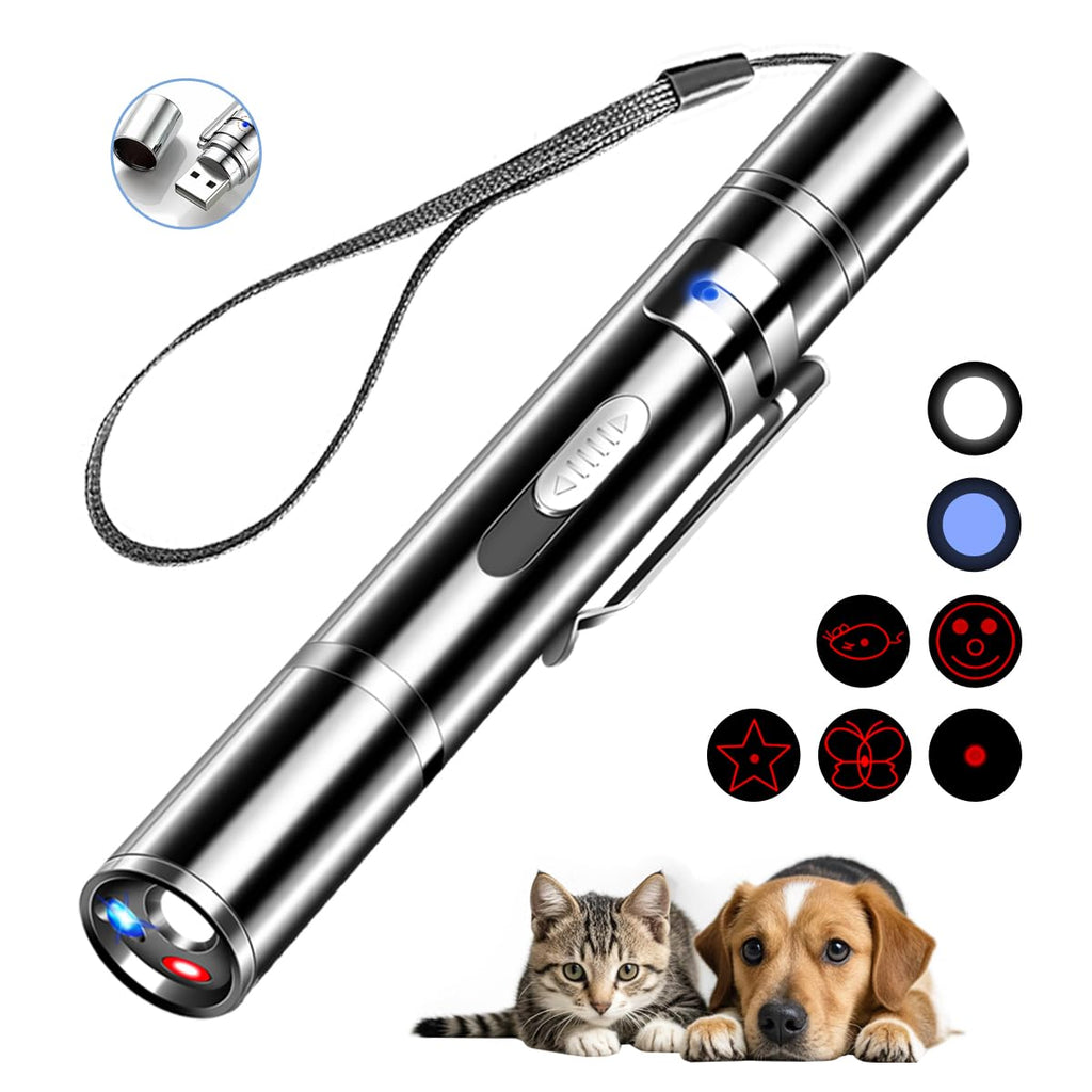 Rumcut Laser Pointer Cat Toys, Cat Laser Pointer Toy with Three Light Modes, Five Adjustable Patterns,USB Portable Charging, Interactive cat Toy Multifunctional and Portable