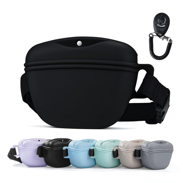 AOKLANT Pet Training Snack Pouch with Clicker 2.0 Upgraded Magnetic Closure, 1.66 Cup Silicone Belt Pouch for Dog Treats，Perfect for Training and Walking