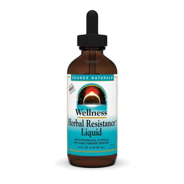 Source Naturals Wellness Herbal Resistance Liquid Formula with Echinacea, Coptis & Yin Chiao Immune Support - 4 Fluid oz
