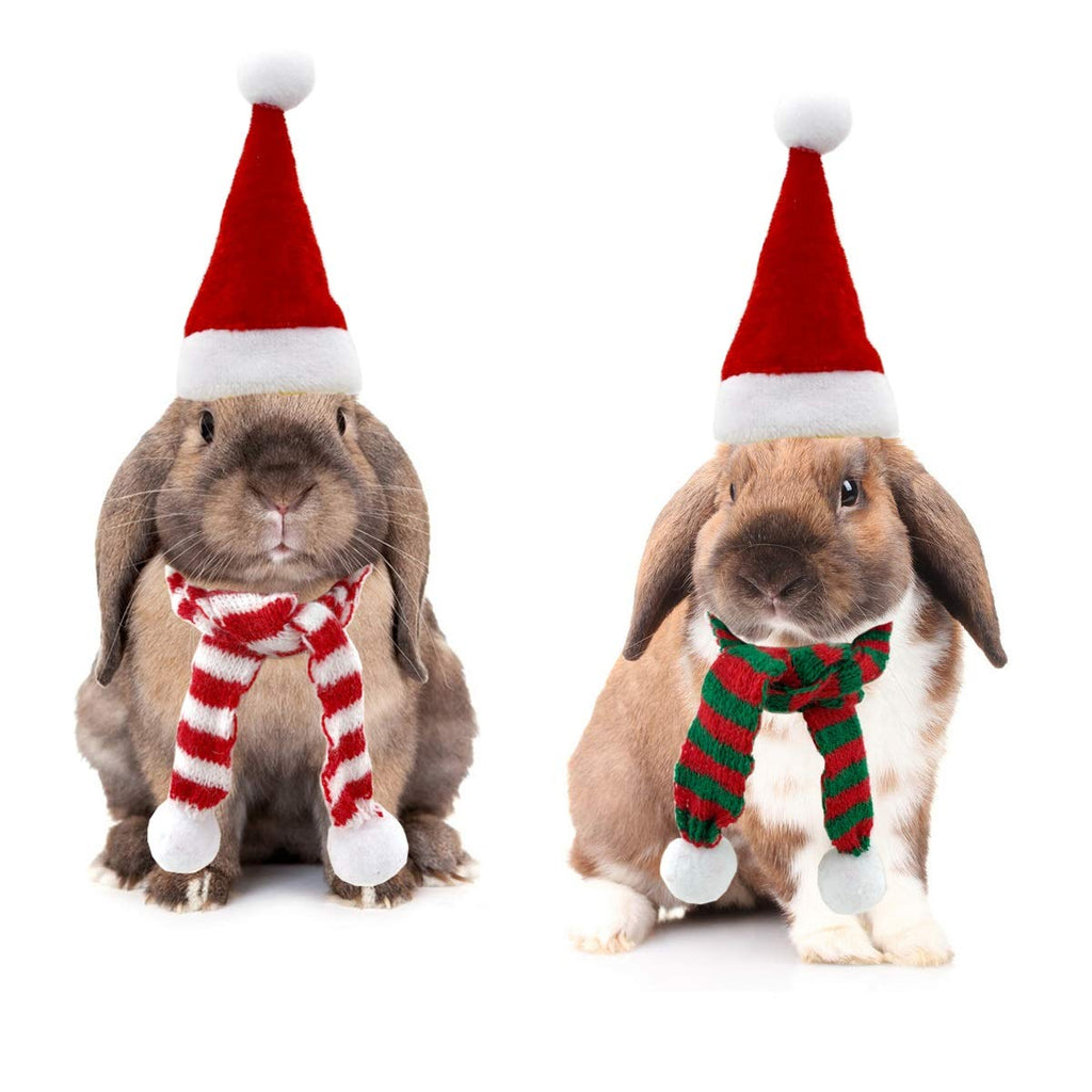 Vehomy Small Animal Christmas Costume - Christmas Guinea Pig Hat and Scarf for Hamster Guinea Pig Chinchilla Hedgehog Lizard Bearded Dragon and Other Similar Small Pet L
