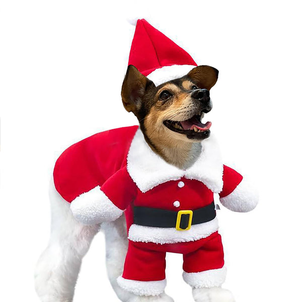 Christmas Dog Santa Costume Outfit, Xmas Puppy Santa Claus Clothes Suits Hat for Pet Dogs Cats Party New Year Funny Cosplay (Red, Medium)