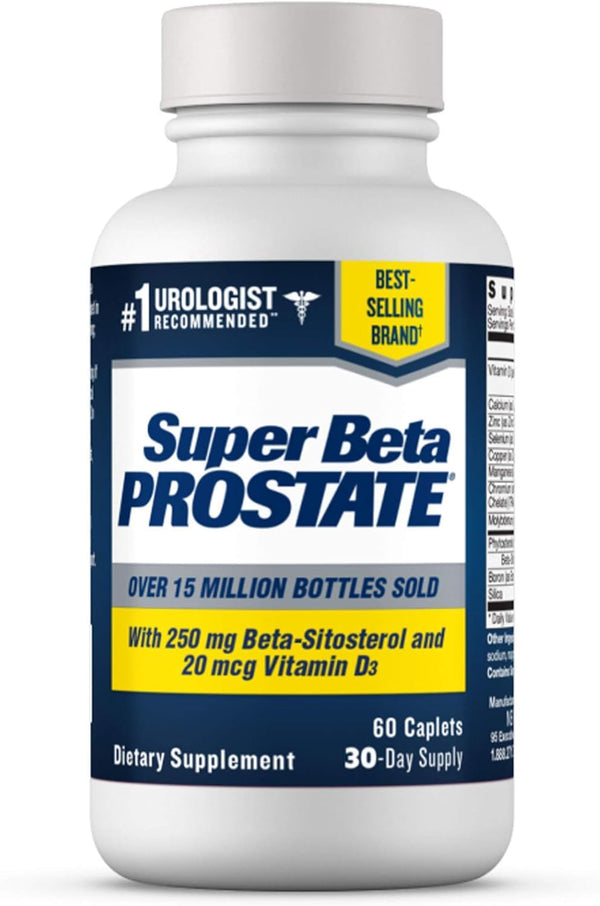 SUPER BETA PROSTATE Support Supplement for Men's Health - Reduce Bathroom Trips, Promote Sleep, Better Bladder Emptying & Healthy Prostate, Beta Sitosterol (60ct, 1 Bottle)
