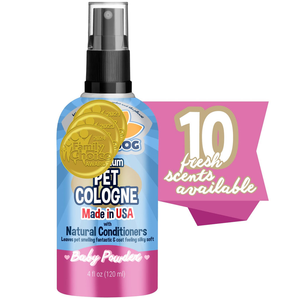 Bodhi Dog Natural Dog Cologne (Baby Powder) - Premium Scented Deodorizing Pet Perfume with Conditioner for Dogs & Cats - Keeps Pets Fresh & Clean - Gentle and Safe Formula, Made in USA (4 Fl Oz)