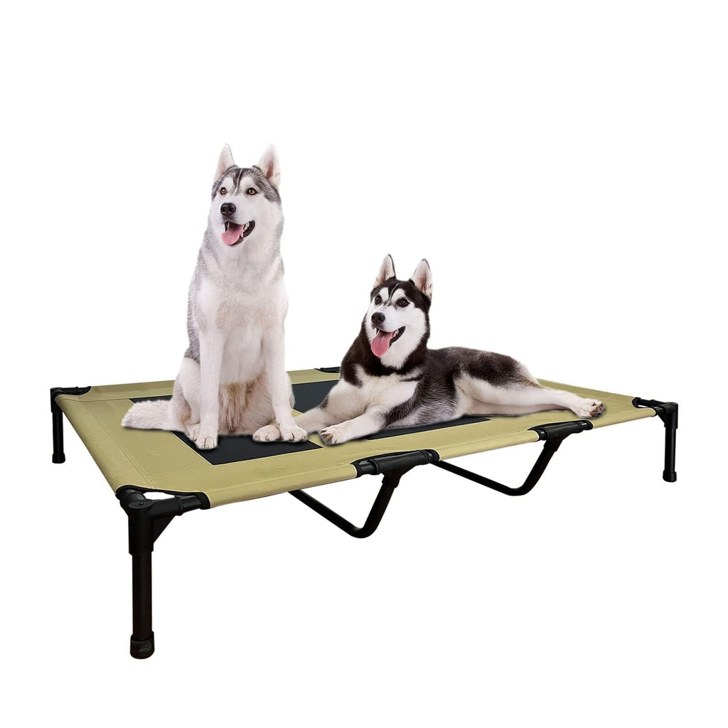 FIOCCO Elevated Dog Bed - Heavy Duty Dog Cot, Washable Raised Pet Bed with Chew Proof Mesh and Metal Frame, Portable Pet Bed for Outdoor Use, Dogs Cot Beds for X-Large Dogs, Agave Green/Black Mesh