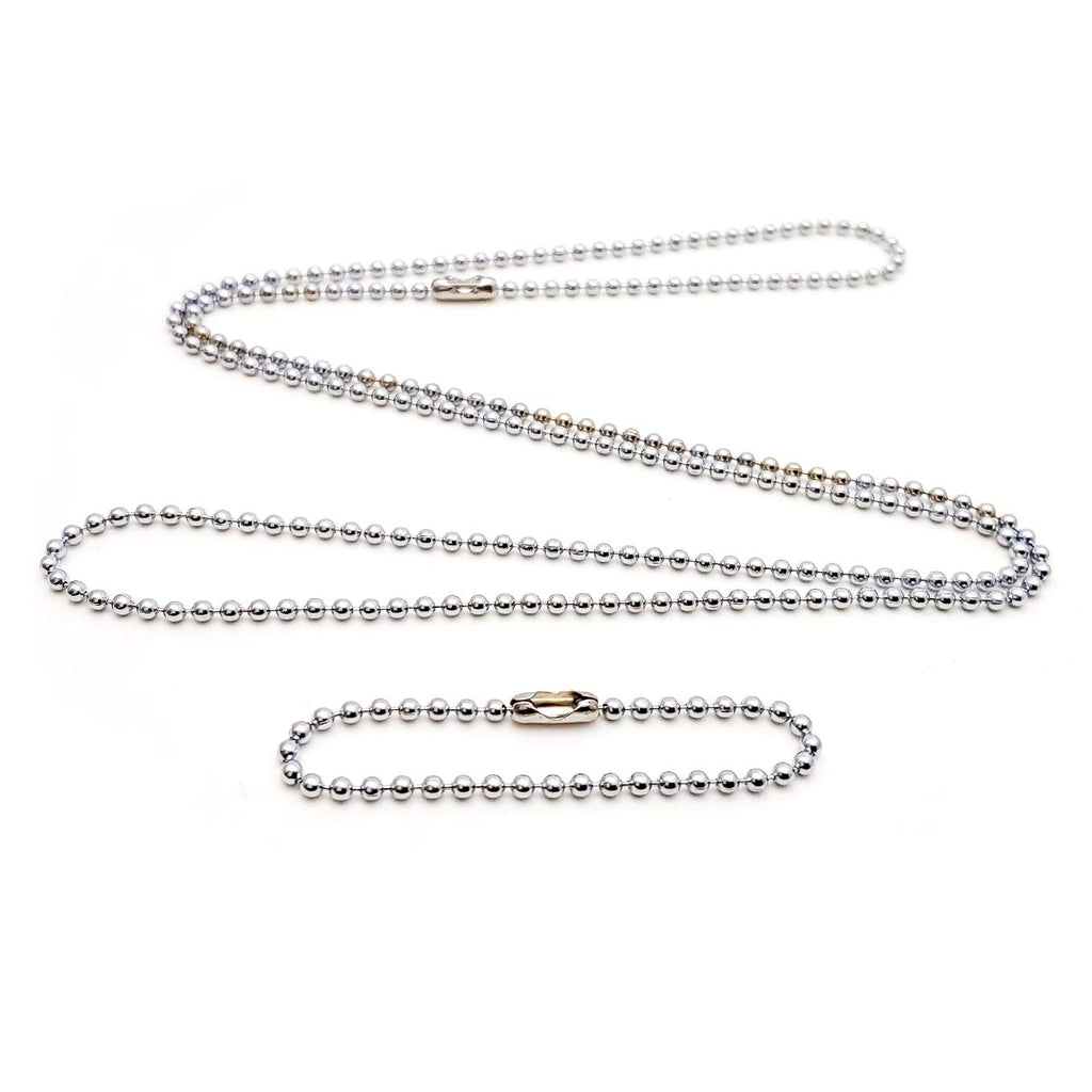 Stainless steel 4.5 in and 27 in. military dog tag ball chain Ships in 1-2 days from USA!