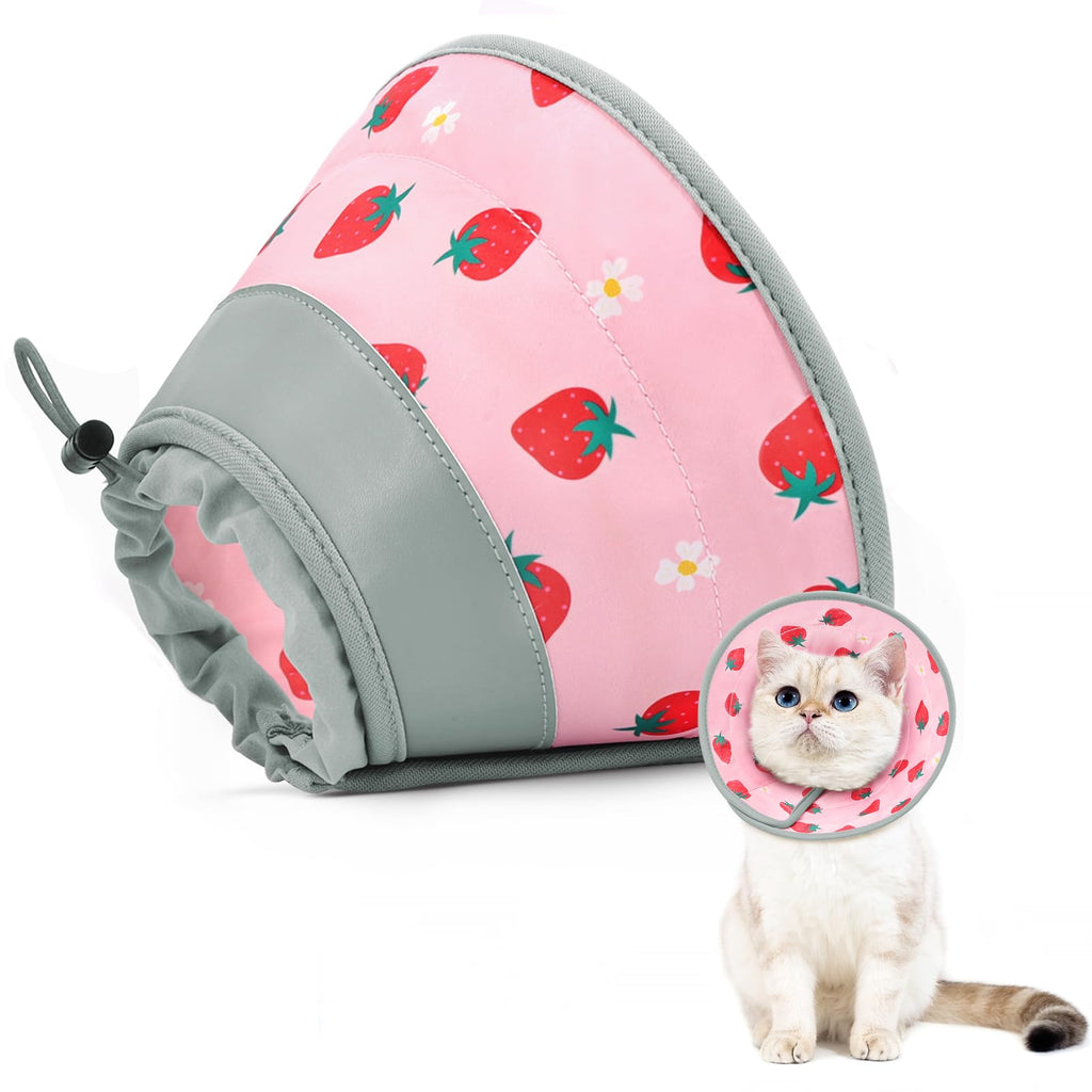 GoGoPaw Cat Cone Collar Soft to Stop Licking, Adjustable, Foldable Lightweight Kitten Cones After Surgery Recovery for Cats & Kittens, Cat Cone Alternative (Pink, S)