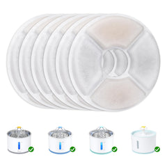 Wonder Creature Cat Water Fountain Filter Replacement, 6/8/12/16/8+4 Pack, Round Carbon Filters for 81oz/2.4L Stainless Steel Top Automatic Pet Fountain (6 Pack)