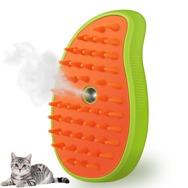 Cat Steam Brush, 3 In 1 Steamy Pet Brush, Silicone Massage Dog Hair Remover Comb, Spray Mist Grooming Brush for Indoor Kittens (Mango Green)
