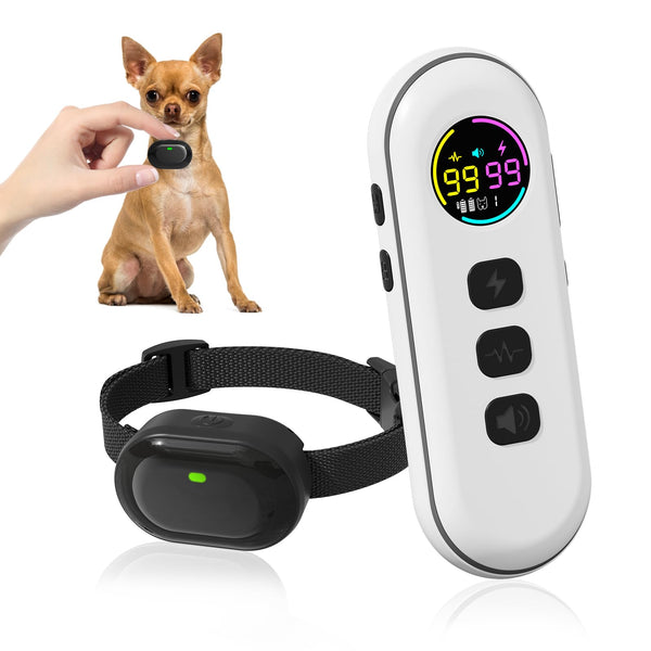 Ultra-Small Anti Bark Collar, Ultra-Light & Thin Dog Training Collar with 1300ft Remote for Small Dogs 5-15lbs, 198-Level Precise Control, Rechargeable, Black (Not Auto Collar)