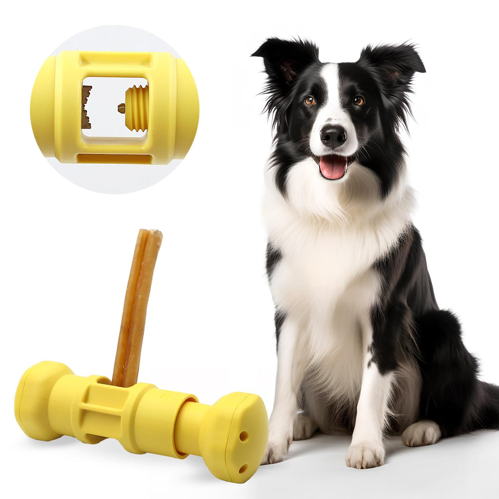 Agelux Bully Stick Holder for Dogs - Serrated Metal Chew Holder for Small, Medium, Large Dogs - Securely Holds Bully Sticks - 5.4 Inch Size